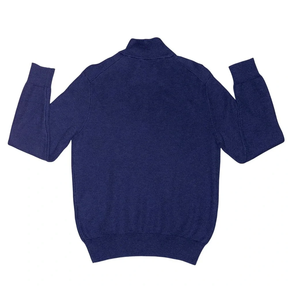Polo Ralph Lauren Quarter Zip Navy Blue Textured Sweater Mens Size Medium